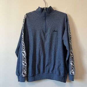 Vintage Asics Men's Blue Zip‎ Up Sweater Made in Italy Size Large